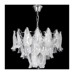 Lustr na řetězu 4xE27/60W/230V pr. 40 cm lesklý chrom/bílá