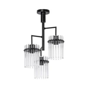 Lustr na tyči 3xE27/60W/230V černá/čirá