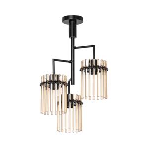 Lustr na tyči 3xE27/60W/230V černá/béžová