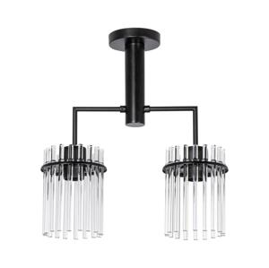 Lustr na tyči 2xE27/60W/230V černá/čirá