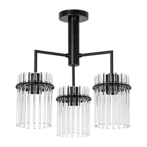Lustr na tyči 3xE27/60W/230V černá/čirá