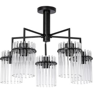 Lustr na tyči 5xE27/60W/230V černá/čirá