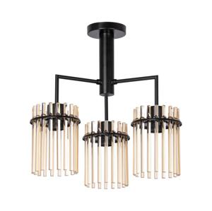 Lustr na tyči 3xE27/60W/230V černá/béžová