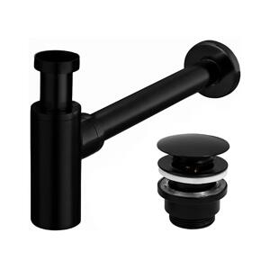 REA-A5215 - Umyvadlový sifon s výpustí CLICK-CLACK pr. 6,4 cm matná černá REA-A5215