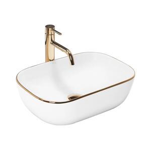 REA-U8736 - Umyvadlo na desku BELINDA 33,5x46,5 cm keramika/bílá/zlatá REA-U8736