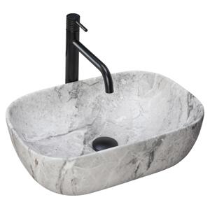 REA-U3800 - Umyvadlo na desku LIVIA 33,5x46,5 cm keramika/šedá/imitace kamene REA-U3800