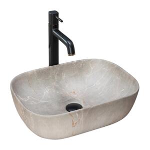 REA-U3802 - Umyvadlo na desku LIVIA 33,5x46,5 cm keramika/šedá/dekor mramoru REA-U3802