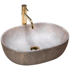 REA-U9887 - Umyvadlo na desku LARA 35x48,5 cm keramika/šedá/dekor mramoru REA-U9887