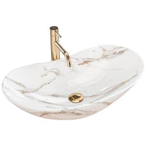 REA-U8597 - Umyvadlo na desku ROYAL 36x62 cm keramika/dekor mramoru REA-U8597