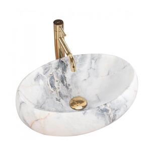 REA-U8567 - Umyvadlo na desku LINDA 34x48,5 cm keramika/dekor mramoru REA-U8567