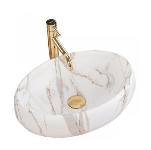 REA-U8568 - Umyvadlo na desku LINDA 34x48,5 cm keramika/dekor mramoru REA-U8568