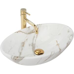 REA-U9685 - Umyvadlo na desku PAMELA 33x53 cm keramika/dekor mramoru REA-U9685