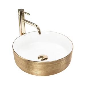 REA-U6630 - Umyvadlo na desku SAMI pr. 36 cm keramika/bílá/broušená zlatá REA-U6630