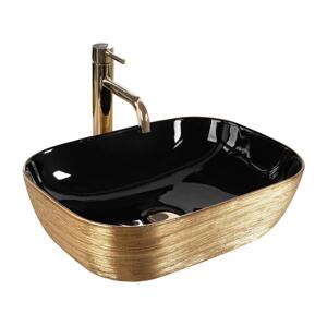 REA-U8780 - Umyvadlo na desku BELINDA 33x46,5 cm keramika/černá/zlatá REA-U8780