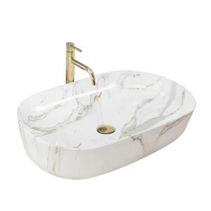 REA-U9656 - Umyvadlo na desku CLEO 41x60,5 cm keramika/dekor mramoru REA-U9656