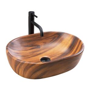 REA-U5060 - Umyvadlo na desku AMELIA 34,5x48 cm keramika/dekor dřeva REA-U5060