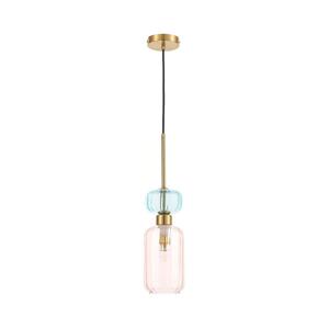Lustr na lanku MOLLY 1xE14/40W/230V pr. 12 cm zlatá/růžová/modrá