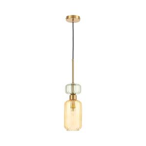 Lustr na lanku MOLLY 1xE14/40W/230V pr. 12 cm zlatá/oranžová/zelená
