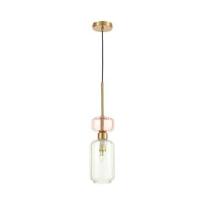 Lustr na lanku MOLLY 1xE14/40W/230V pr. 12 cm zlatá/zelená/růžová