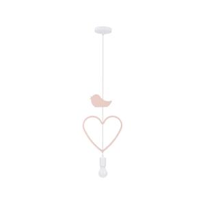 Dětský lustr na lanku HEART 1xE27/20W/230V růžová/bílá