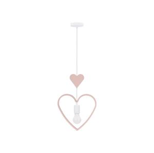 Dětský lustr na lanku HEART 1xE27/20W/230V růžová/bílá
