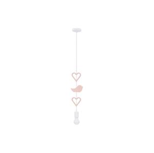 Dětský lustr na lanku HEART 1xE27/20W/230V růžová/bílá