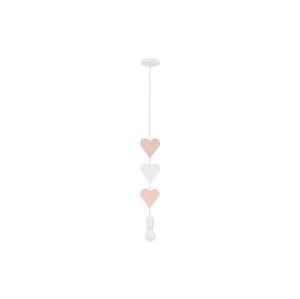 Dětský lustr na lanku HEART 1xE27/20W/230V růžová/bílá