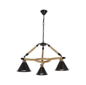 Lustr na řetězu NEGRU 3xE27/40W/230V černá/hnědá
