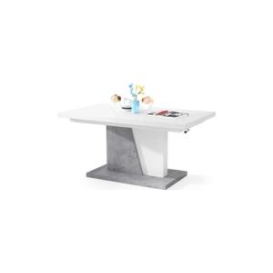 Rozkládací konferenční/jídelní stůl se zvedací deskou  bílá/šedá beton
