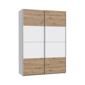 FORTE Šatní skříň KARO 150x210 cm bílá/dub artisan SHMS72413-M576