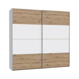 FORTE Šatní skříň KARO 220x210 cm bílá/dub artisan SHMS92411-M576