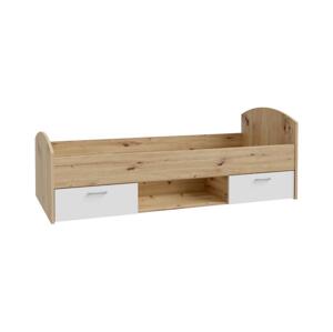 FORTE Jednolůžková postel s úložným prostorem URO 90x200 cm dub artisan/bílá CUGL091-M164