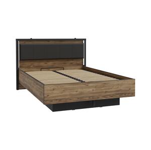 FORTE Dloulůžková postel s úložným prostorem OREN 140x200 cm hnědá/černá HYTL1142B-M215