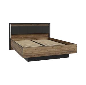 FORTE Dloulůžková postel s úložným prostorem OREN 160x200 cm hnědá/černá HYTL1162B-M215