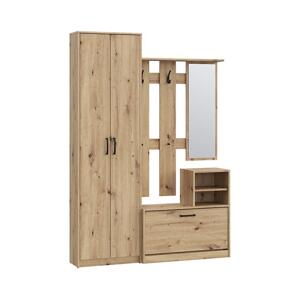 FORTE Předsíňová stěna se zrcadlem KAVI dub artisan NIKD01-D78