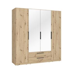 FORTE Šatní skříň se zrcadlem MARO 200x213 cm dub artisan CDXS84S-D78
