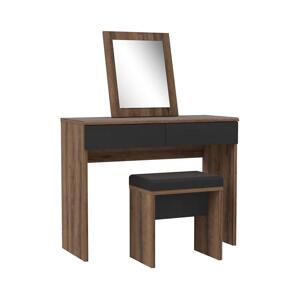 FORTE Toaletní stolek JUNO + taburet 45x29,6 cm hnědá/černá DLCT221-N09