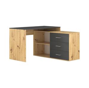 Wipmeb Sp. z o.o Psací stůl se zásuvkami a univerzálním rohem P/L JULES dub artisan/antracit