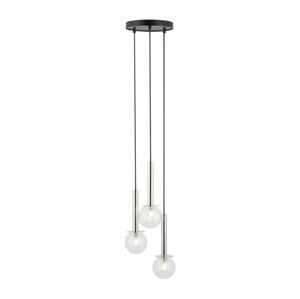 Lustr na lanku DAISY 3xG9/12W/230V pr. 27 cm lesklý chrom/černá/čirá