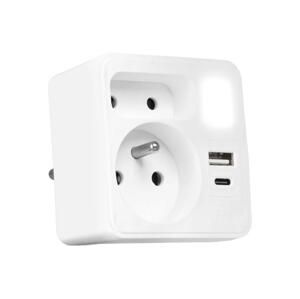 Vayox Rozbočovací zásuvka 2Z + USB-C + USB-A s LED osvětlením 0,5W/230V 3000K BX15291