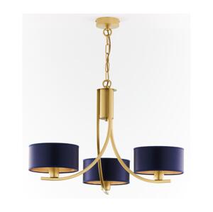 Jupiter 2093 - Lustr na řetězu ARTHUR 3xE27/15W/230V modrá/zlatá 2093