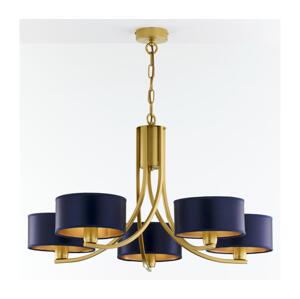 Jupiter 2094 - Lustr na řetězu ARTHUR 5xE27/15W/230V modrá/zlatá 2094