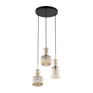 Lustr na lanku SOPHIA 3xE14/10W/230V černá/kouřová béžová