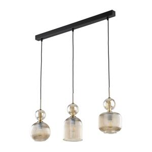 Lustr na lanku SOPHIA 3xE14/10W/230V černá/kouřová béžová