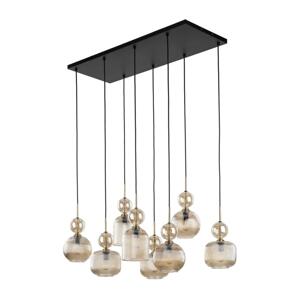 Lustr na lanku SOPHIA 8xE14/10W/230V černá/kouřová béžová