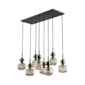 Lustr na lanku SOPHIA 8xE14/10W/230V černá/zelená/kouřová béžová