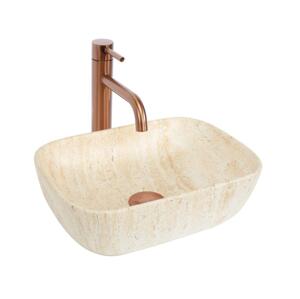 REA-U4700 - Umyvadlo na desku BELINDA 25x36 cm keramika/béžová/imitace kamene REA-U4700