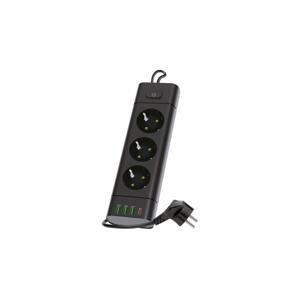 Rozbočovací zásuvka s vyp. LINEA PRO 3x230V + 3xUSB-A + 1xUSB-C SCHUKO 3 m černá
