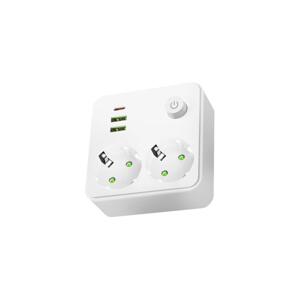Rozbočovací zásuvka s vypínačem LINEA 2x230V + 3xUSB A/C SCHUKO bílá 004317