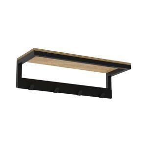 Nástěnný věšák na ručníky s policí 10x40 cm černá